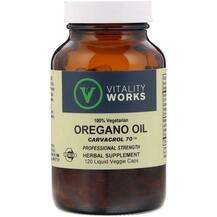 Vitality Works, Oregano Oil Carvacrol 70, 120 Liquid Veggie Caps