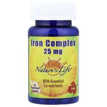 Iron Complex 25 mg Железо Natures Life 50 капсул