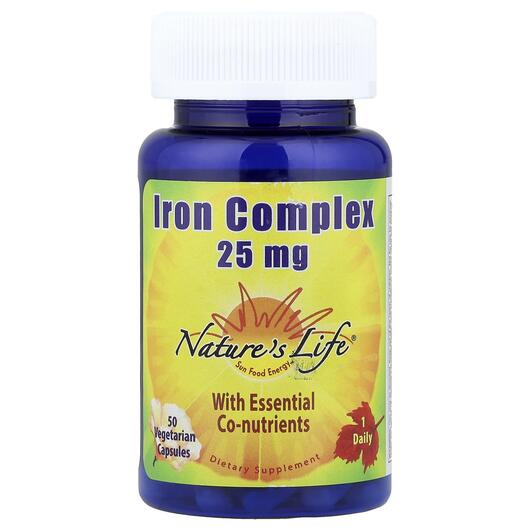 Основне фото товара Natures Life, Iron Complex 25 mg, Залізо, 50 капсул