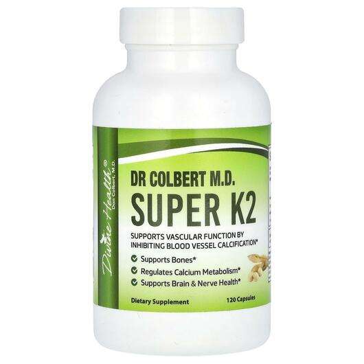 Основное фото товара Divine Health, Витамин K2, Dr Colbert M.D. Super K2, 120 капсул