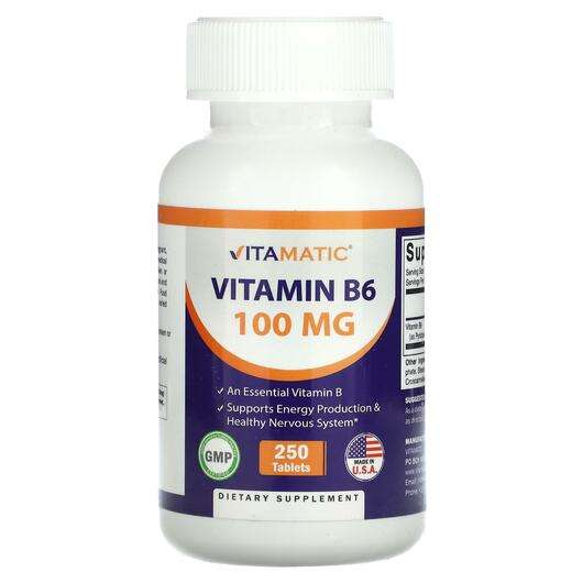 Основне фото товара Vitamatic, Vitamin B6 100 mg, Вітамін B6 Піридоксин, 250 таблеток