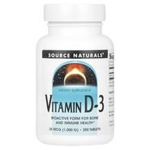 Source Naturals, Vitamin D-3 1000 IU 200, Вітамін D-3 1000 МО,...