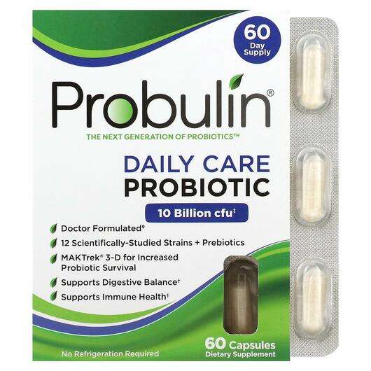 Основное фото товара Probulin, Пробиотики, Daily Care Probiotic 10 Billion CFU, 60 ...