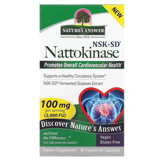 Основное фото товара Nature's Answer, Наттокиназа, Nattokinase 100 mg, 60 капсул