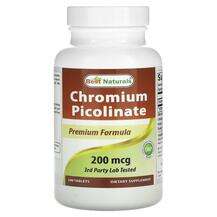 Best Naturals, Хром, Chromium Picolinate 200 mcg, 240 таблеток