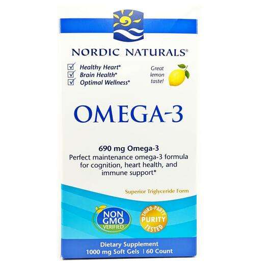 Основне фото товара Nordic Naturals, Omega-3 690 mg Lemon Flavor, Омега-3, 60 капсул