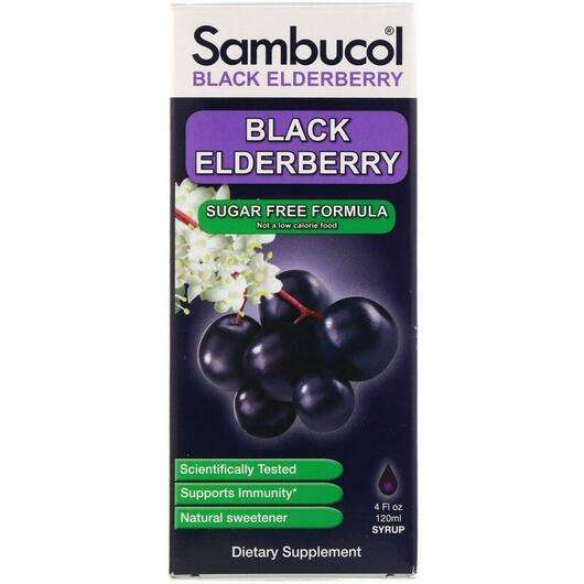 Основне фото товара Sambucol, Black Elderberry Syrup Sugar Free Formula, Сироп з Б...