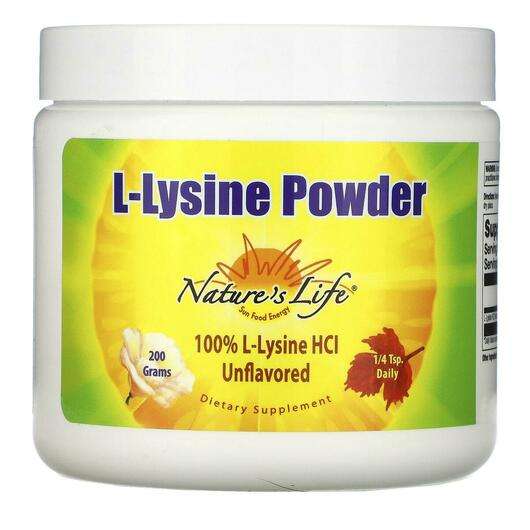 Основне фото товара Natures Life, L-Lysine Powder Unflavored, L-Лізин, 200 г