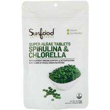 Sunfood, Хлорелла, Spirulina & Chlorella Super Algae Table...