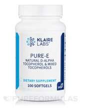 Klaire Labs SFI, Pure-E 400 IU, Вітамін E Токофероли, 100 капсул