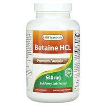 Best Naturals, Бетаина гидрохлорид, Betaine HCL 648 mg, 250 ка...