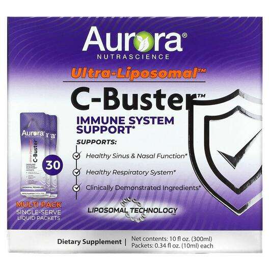 Основне фото товара Aurora, Ultra-Liposomal C-Buster, Ліпосомальний Вітамін C, 10 мл