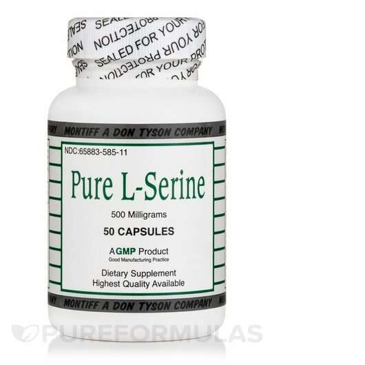 Основне фото товара Montiff, Pure L-Serine 500 mg, L-Серин, 50 капсул