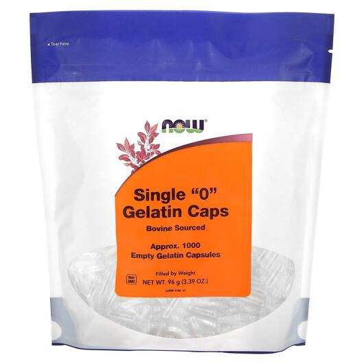 Основне фото товара NOW Foods, Single 0 Gelatin Caps Approx, Желатин, 1000 капсул