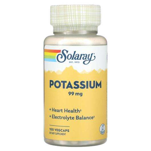 Основное фото товара Solaray, Калий, Potassium 99 mg, 100 капсул