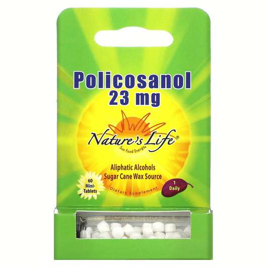 Основне фото товара Natures Life, Policosanol 23 mg, Полікозанолом 23 мг, 60 таблеток