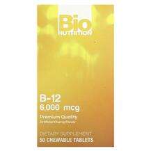 Bio Nutrition, Vitamin B-12 Cherry 6000 mcg, Вітамін B, 50 таб...