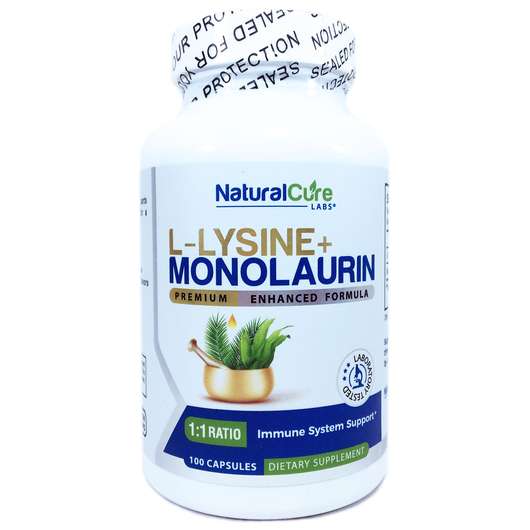 Основне фото товара L-Lysine + Monolaurin 1:1 Ratio, L-лізин + монолаурін 600 мг, ...