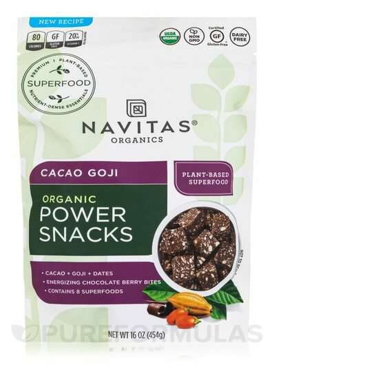 Основне фото товара Navitas Organics, Organic Power Snacks Cacao Goji, NAC N-Ацети...