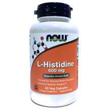 Now, L-Histidine 600 mg, L-гістидин 600 мг, 60 капсул