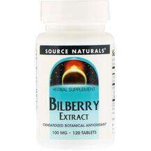 Source Naturals, Bilberry Extract 100 mg, 120 Tablets