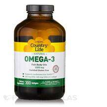 Country Life, Omega-3 1000 mg Fish Oil, Омега ЕПК ДГК, 300 капсул