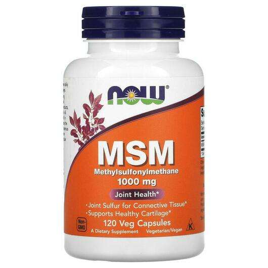 Основне фото товара Now, MSM 1000 mg, Метилсульфонілметан МСМ, 120 капсул