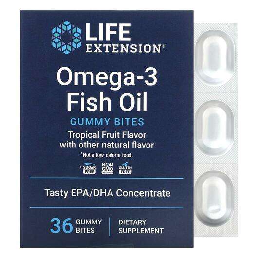Основное фото товара Life Extension, Омега 3, Omega-3 Fish Oil Gummy Bites Tropical...