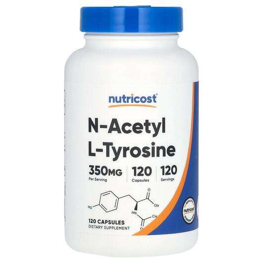 Основное фото товара Nutricost, L-Тирозин, N-Acetyl L-Tyrosine 350 mg, 120 капсул