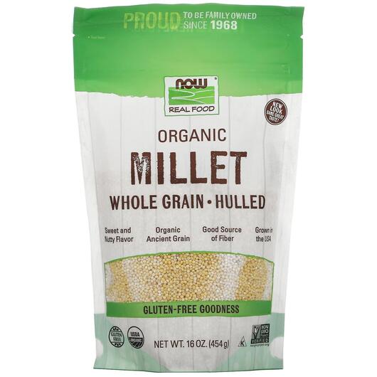 Основне фото товара Real Food Organic Millet Whole Gluten Free, Просо, 454 г