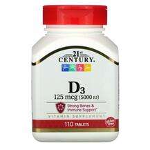 21st Century, Витамин D3 5000 МЕ, Vitamin D3 125 mcg, 110 табл...