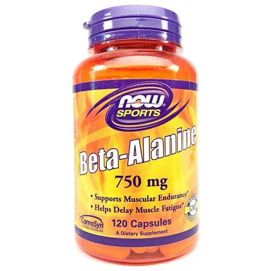 Основное фото товара Now, Бета Аланин 750 мг, Beta Alanine 750 mg, 120 капсул
