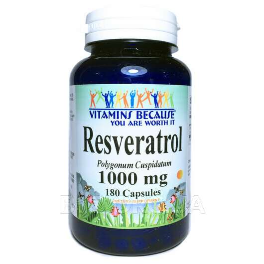 Resveratrol 1000 mg, Ресвератрол, 180 капсул