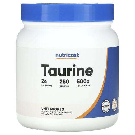 Основное фото товара Nutricost, L-Таурин, Taurine Unflavored, 500 г