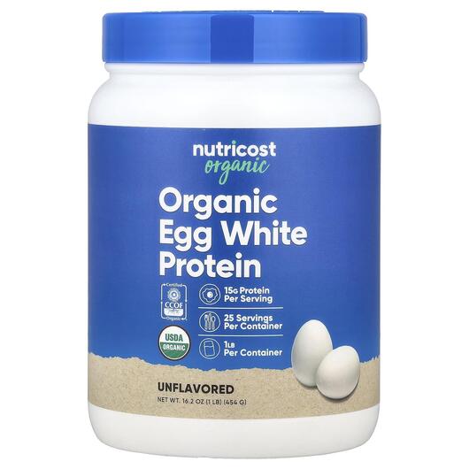 Основне фото товара Nutricost, Organic Egg White Protein Unflavored, Протеїн, 454 г