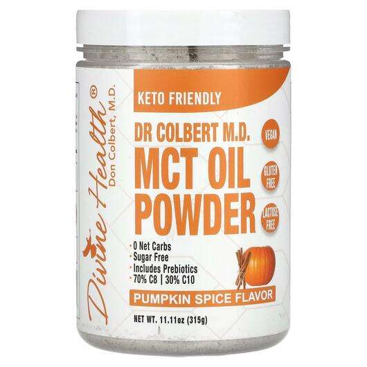 Основне фото товара Divine Health, Dr. Colbert's MCT Oil Powder Pumpkin Spice, MCT...