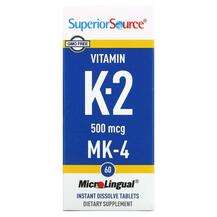 Superior Source, Vitamin K-2 500 mcg, Вітамін K Філохінон, 60 ...