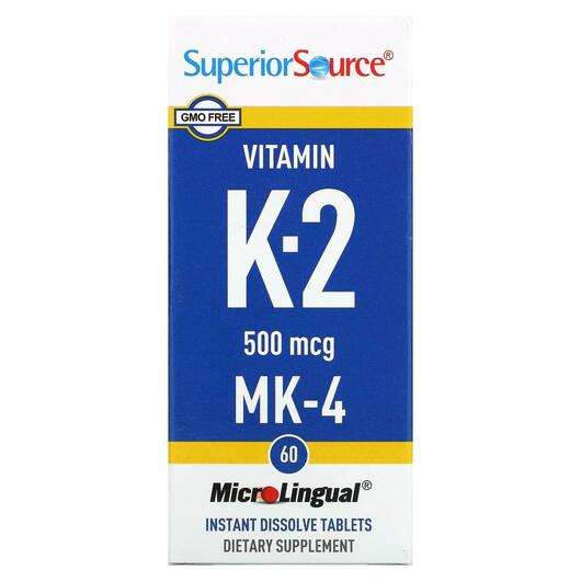 Основне фото товара Superior Source, Vitamin K-2 500 mcg, Вітамін K Філохінон, 60 ...