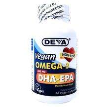 Deva, Веганская Омега-3 ДГА и ЕПА 300 мг, Vegan Omega-3, 90 ка...