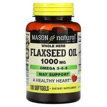 Mason, Льняное Масло, Whole Herb Flaxseed Oil 1000 mg, 100 капсул