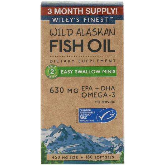 Основное фото товара Wiley's Finest, Омега 3, Wild Alaskan Fish Oil Easy Swallow Mi...