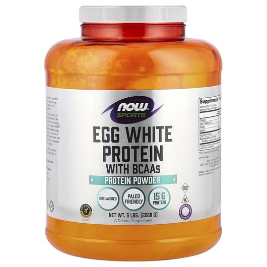 Основне фото товара NOW Foods, Sports Egg White Protein Powder, Протеїн, 2268 г