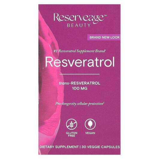 Основне фото товара ReserveAge Nutrition, Resveratrol 100 mg, Ресвератрол, 30 капсул