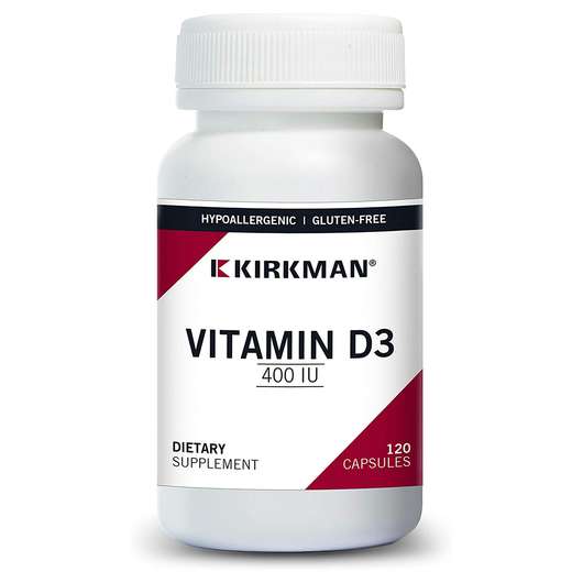 Основное фото товара Kirkman, Витамин D3, Vitamin D-3 400 IU Hypoallergenic 120, 12...