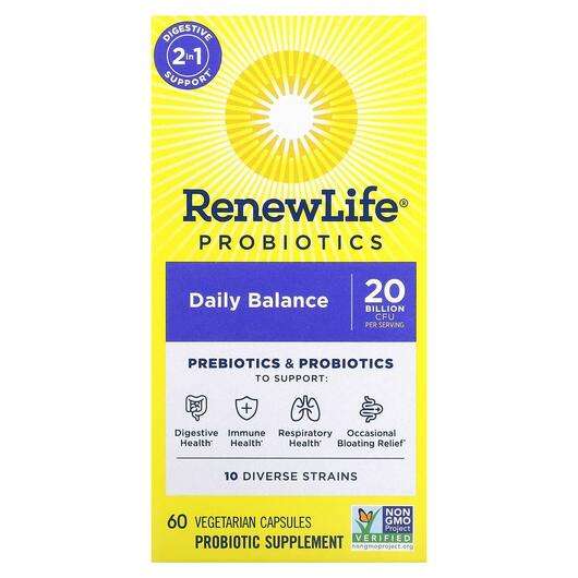 Основное фото товара Renew Life, Пробиотики, Probiotics Daily Balance, 60 капсул