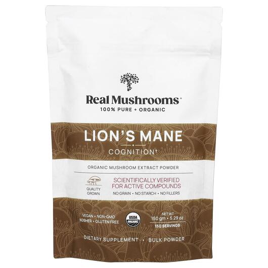 Основне фото товара Lion's Mane Organic Mushroom Extract Powder, Гриби Левова Гр