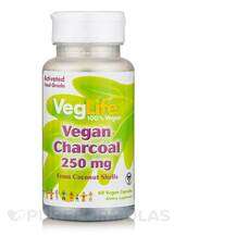 VegLife, Vegan Charcoal 250 mg, Активоване вугілля, 60 капсул