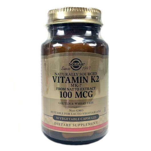 Основне фото товара Solgar, Natural Vitamin K2 100 mcg, Вітамін К-2 100 мкг, 50 ка...