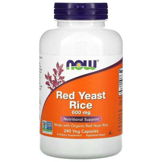 Основне фото товара Now, Red Yeast Rice 600 mg, Червоний дріжджовий рис, 240 капсул