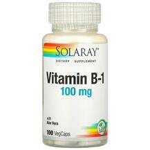 Solaray, Vitamin B-1 with Aloe Vera 100 mg, 100 VegCaps
